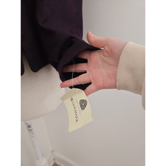 Vintage Maroon Burgundy Pure New Virgin Wool Blazer Jacket 4 Small Petite Gold - Picture 4 of 9